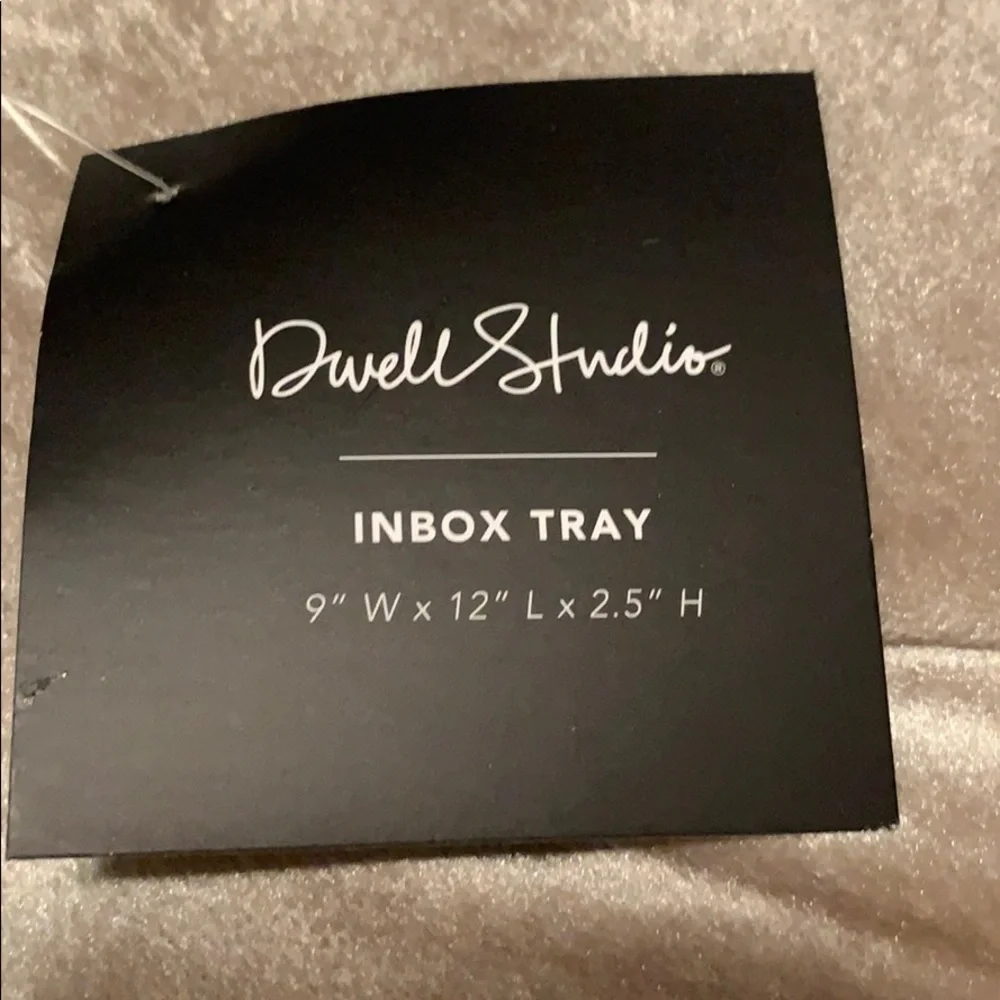 Dwell Studio golden inbox tray, fabric on metal